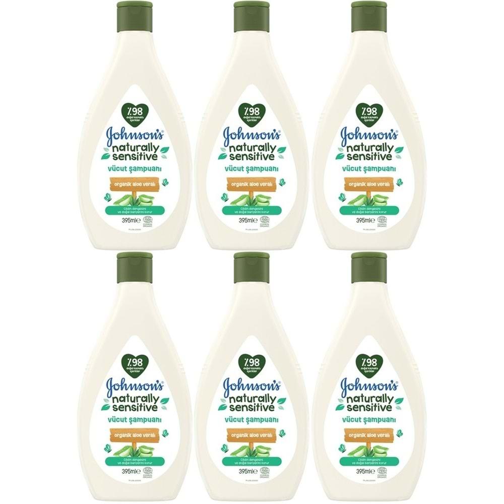 Johnsons Baby Vücut Şampuanı 395ML Natural Sensitive (Organik Aloe Veralı) (6 Lı Set)