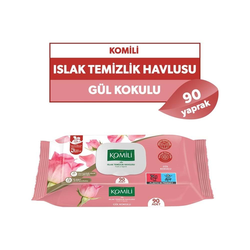 Komili Islak Havlu Mendil 90 Yaprak Karma 8 Li Set (Okyanus Esintisi-Gül Kokulu) 720 Yaprak
