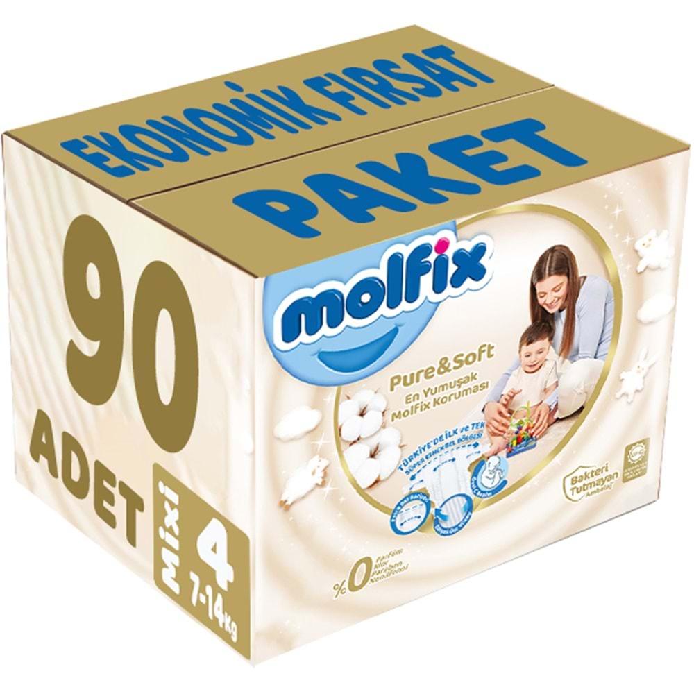 Molfix Pure&Soft Bebek Bezi Beden:4 (7-14Kg) Maxi 90 Adet Ekonomik Fırsat Pk