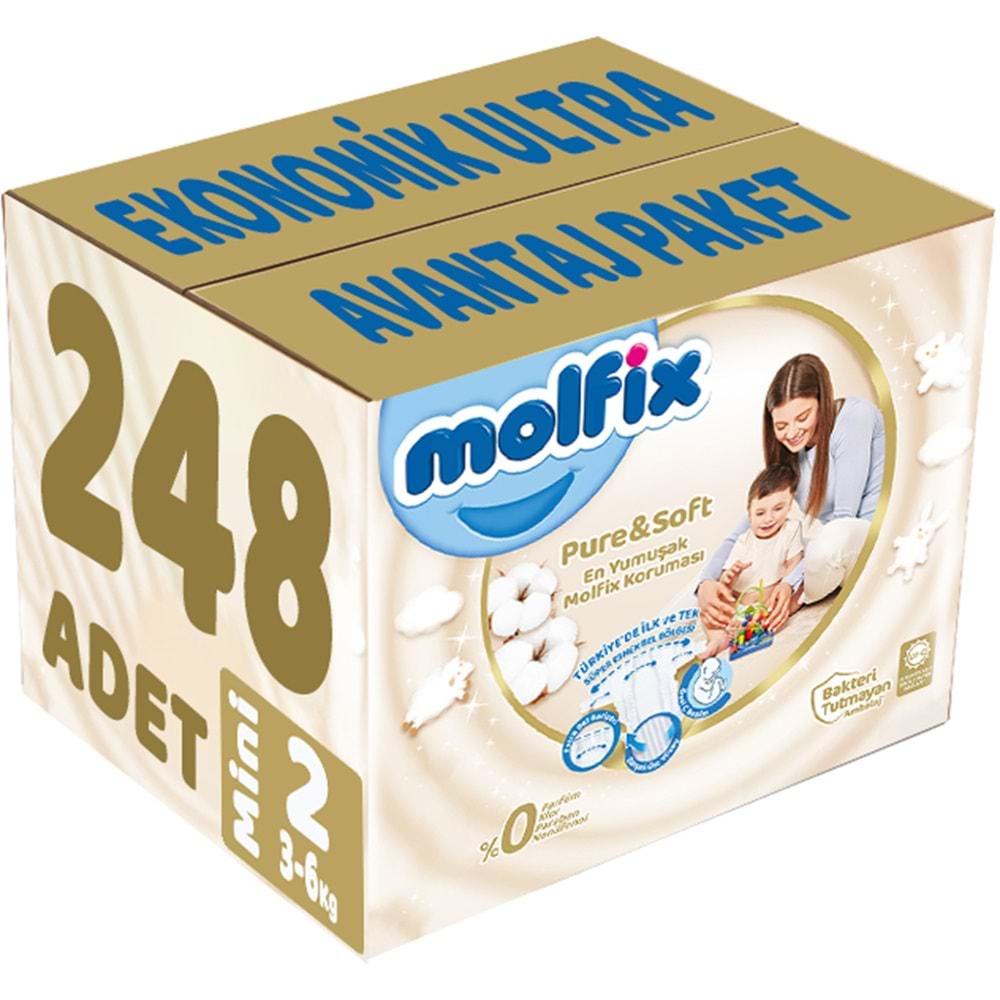 Molfix Pure&Soft Bebek Bezi Beden:2 (3-6Kg) Mini 248 Adet Ekonomik Ultra Avantaj Pk