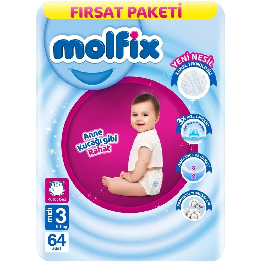 Molfix Külot Bebek Bezi Beden:3 (6-11KG) Midi 192 Adet Aylık Fırsat Pk