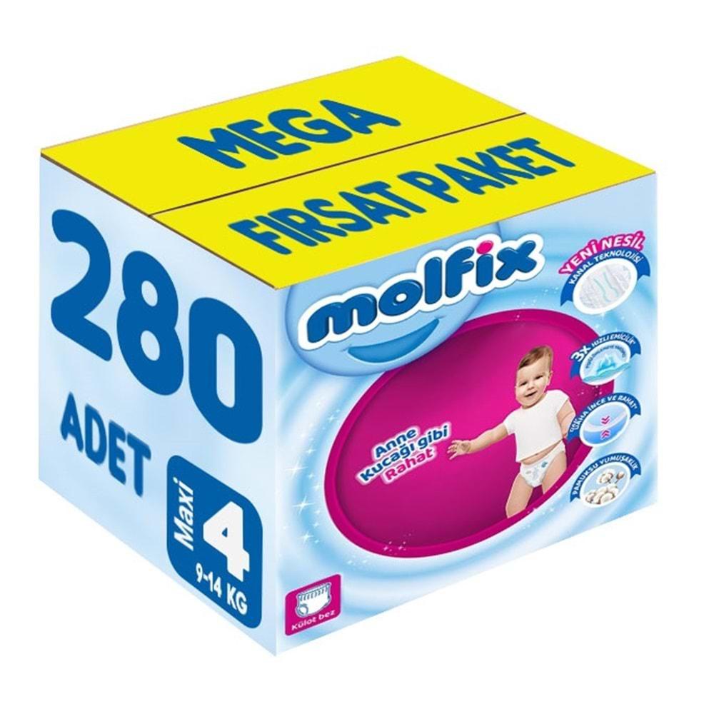 Molfix Külot Bebek Bezi Beden:4 (9-14KG) Maxi 280 Adet Mega Fırsat Pk