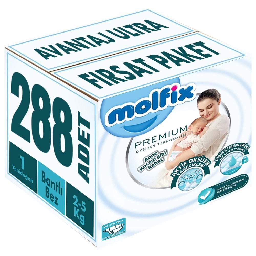 Molfix Premium Bebek Bezi Beden:1 (2-5KG) Yeni Doğan 288 Adet Avantaj Ultra Fırsat Pk