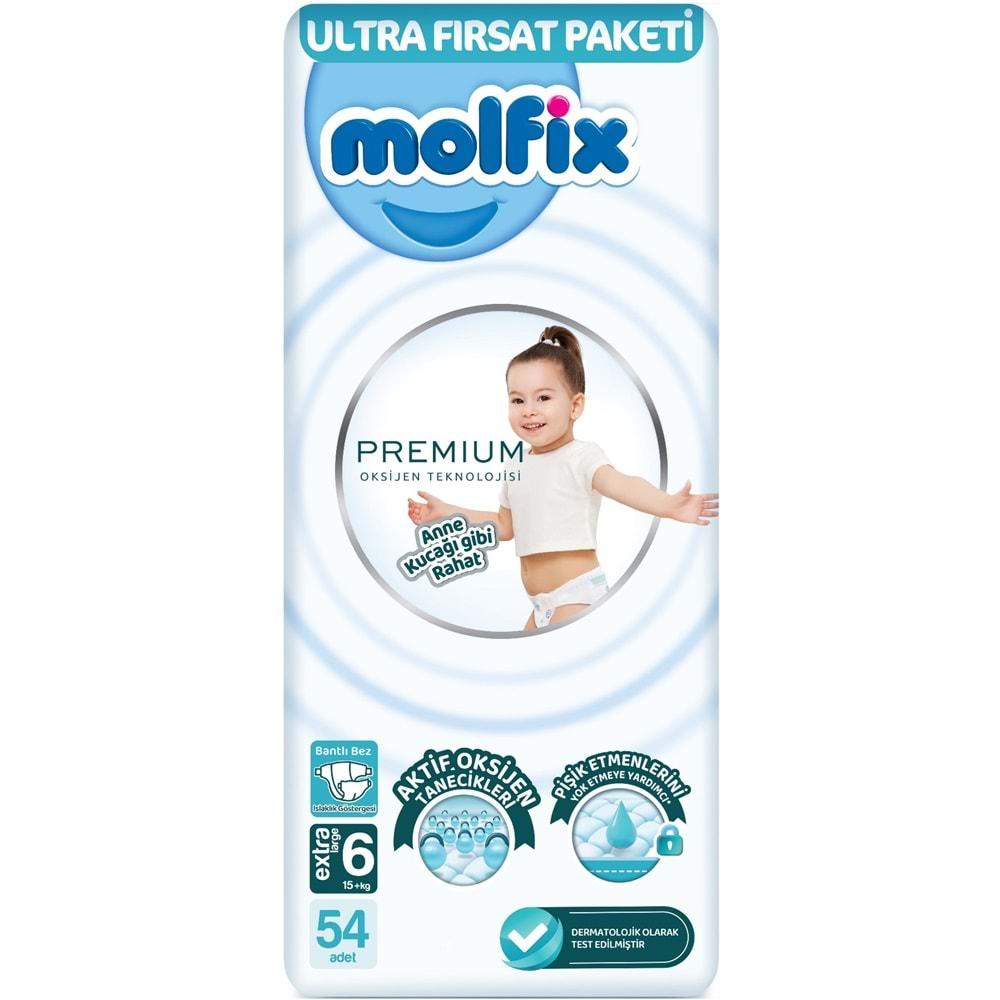 Molfix Premium Bebek Bezi Beden:6 (15+KG) Extra Large 162 Adet Aylık Ultra Fırsat Pk