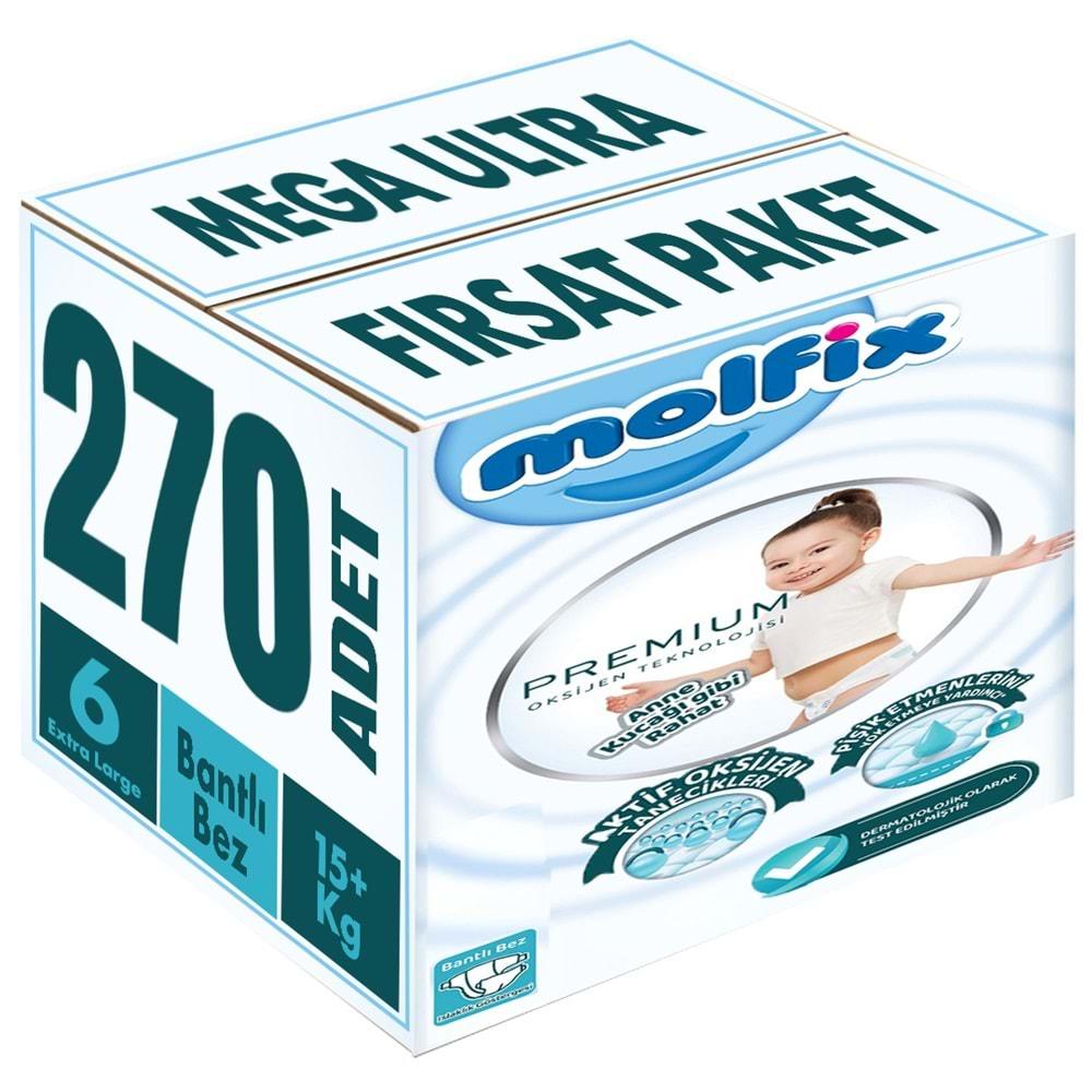 Molfix Premium Bebek Bezi Beden:6 (15+KG) Extra Large 270 Adet Mega Ultra Fırsat Pk