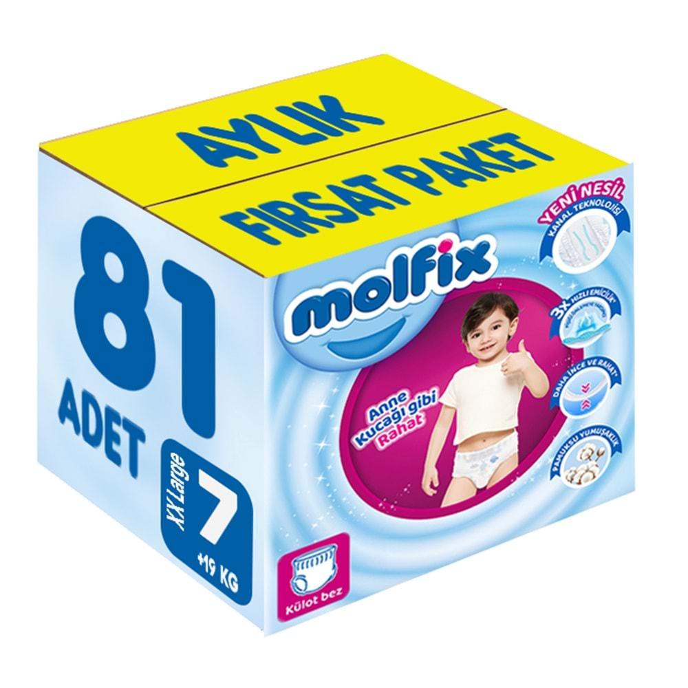 Molfix Külot Bebek Bezi Beden:7 (19+KG) XX Large 81 Adet Aylık Fırsat Pk