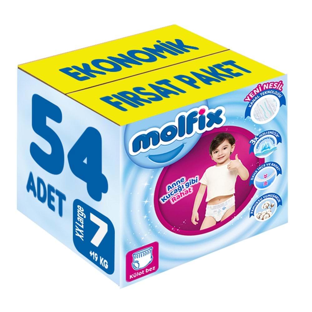 Molfix Külot Bebek Bezi Beden:7 (19+KG) XX Large 54 Adet Ekonomik Fırsat Pk