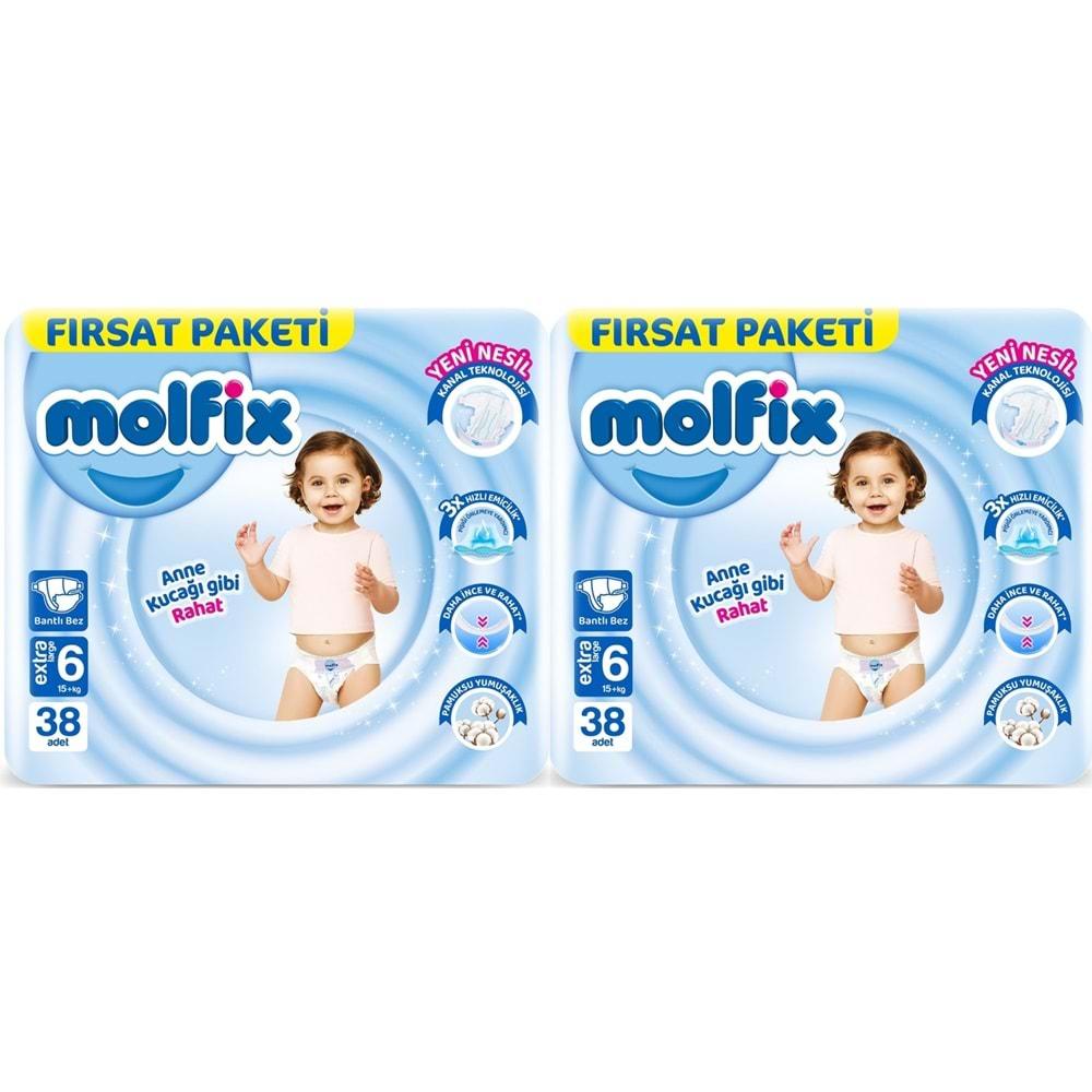 Molfix Bebek Bezi Beden:6 (15+KG) Extra Large 76 Adet Ekonomik Fırsat Pk