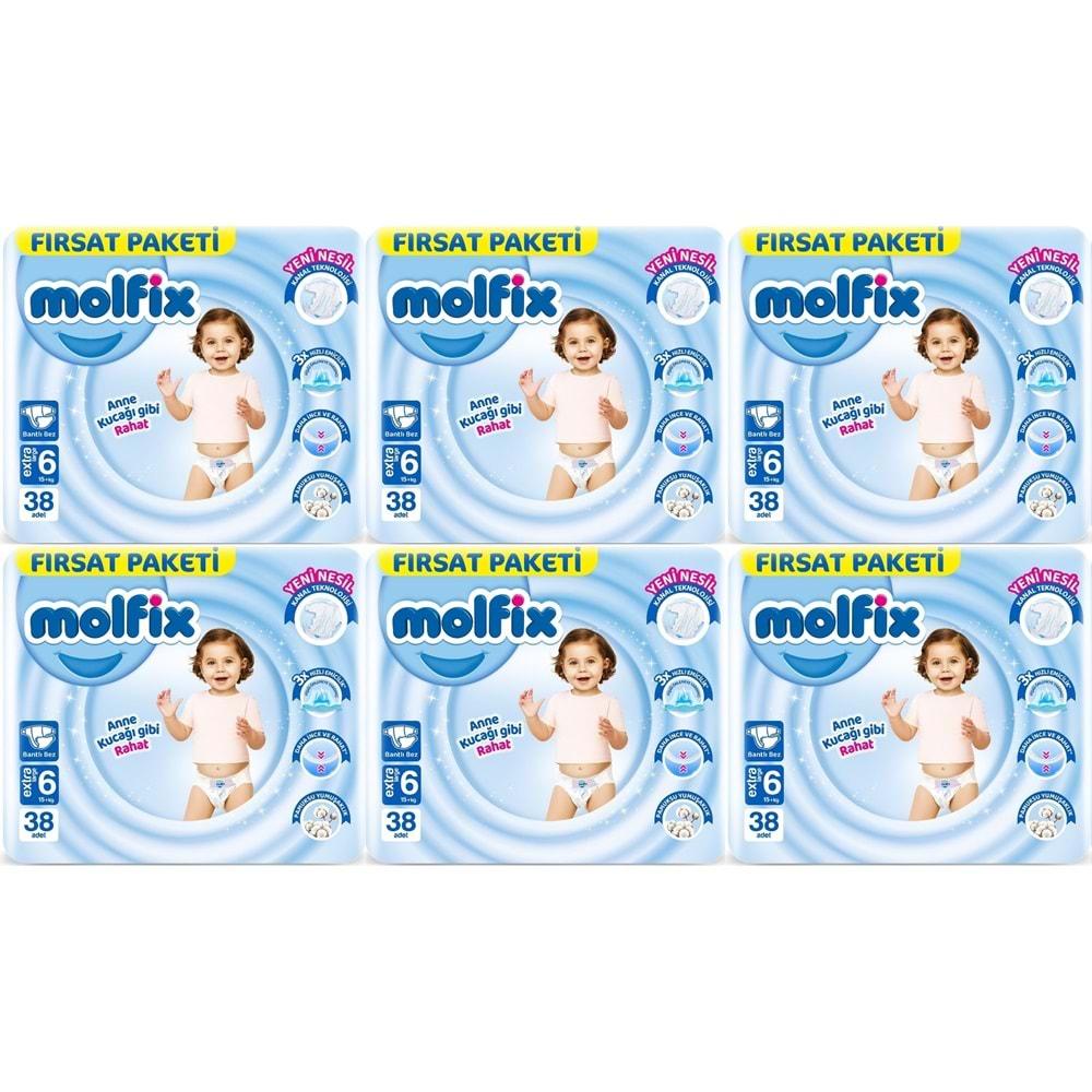 Molfix Bebek Bezi Beden:6 (15+KG) Extra Large 228 Adet Ekstra Fırsat Pk