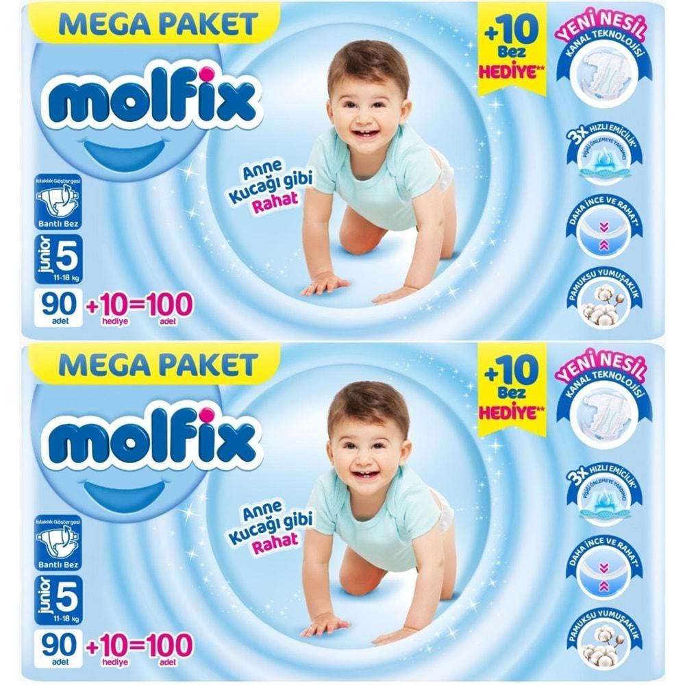 Molfix Bebek Bezi Beden:5 (11-18KG) Junior 200 Adet Mega Ekonomik Fırsat Pk