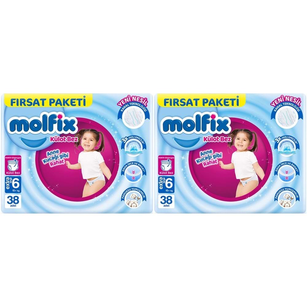 Molfix Külot Bebek Bezi 6 Beden 15+ KG Extra Large 76 Adet Ekonomik Fırsat Pk