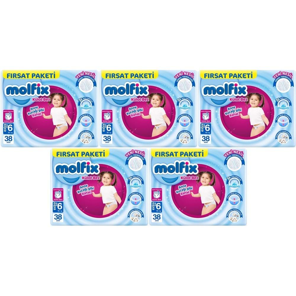 Molfix Külot Bebek Bezi 6 Beden 15+ KG Extra Large 190 Adet MeGa Fırsat Pk