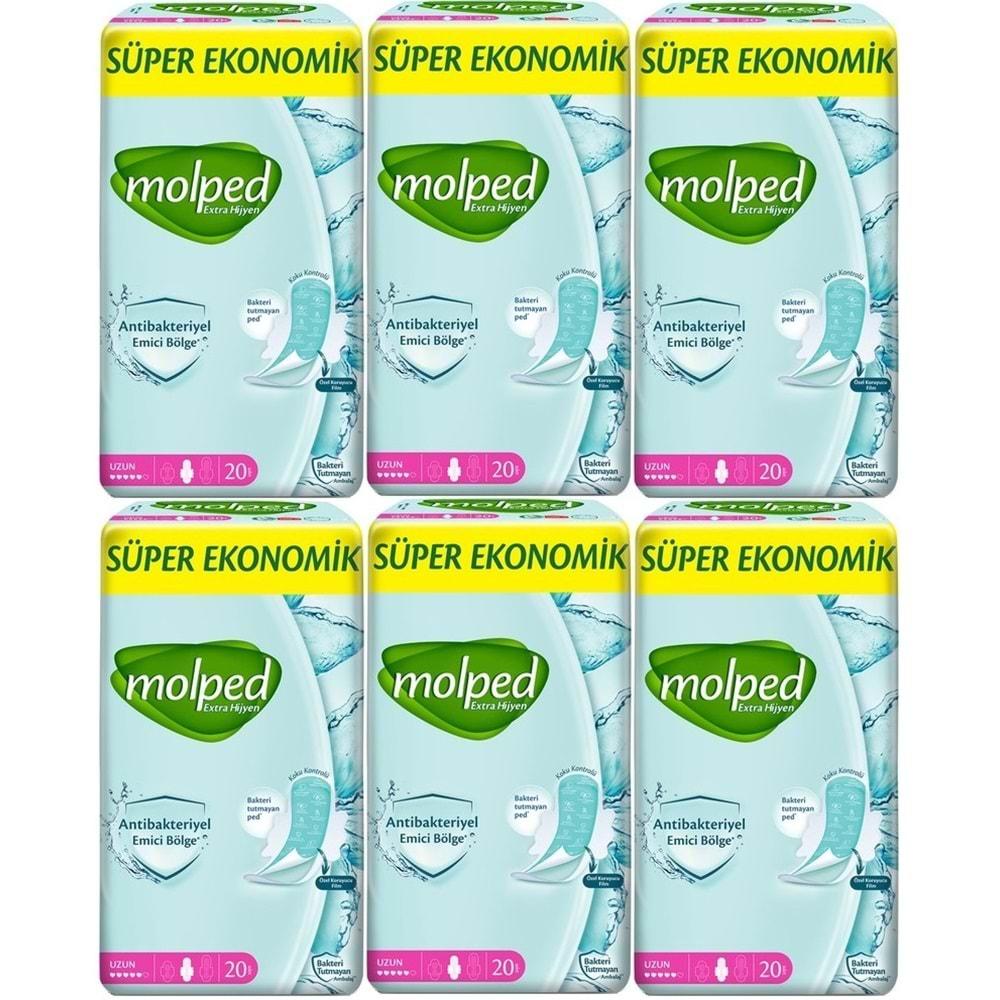 Molped Antibakteriyel Hijyenik Ped Uzun 120 Adet Süper Ekonomik Pk (6PK*20)