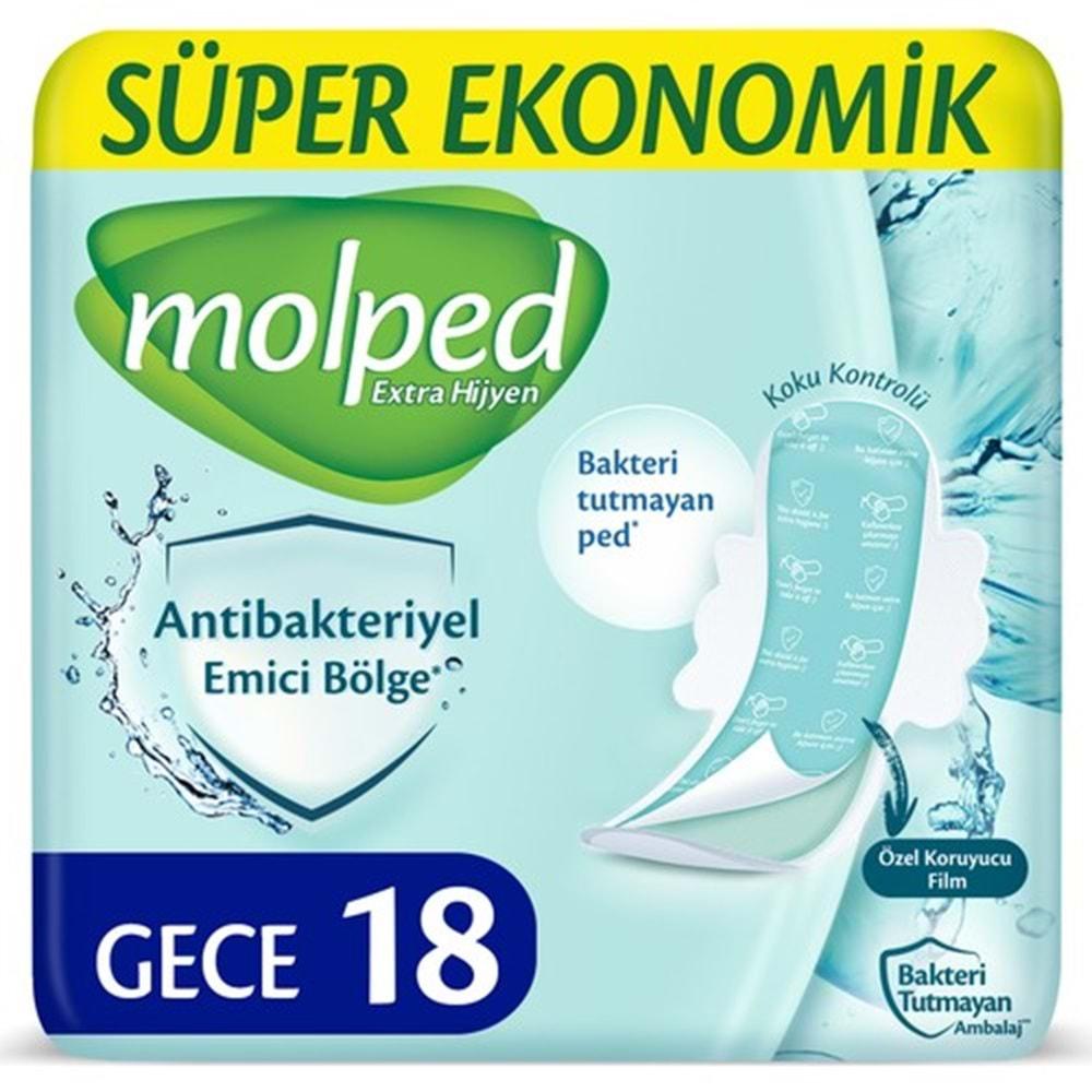 Molped Antibakteriyel Hijyenik Ped Gece 36 Adet Süper Ekonomik Pk (2PK*18)