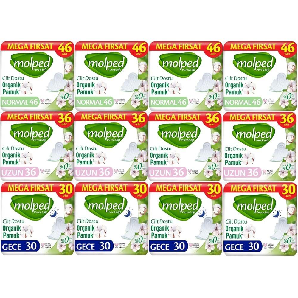 Molped Pure&Soft Hijyenik Ped Avantaj PK Normal 184 + Uzun 144 + Gece 120 Toplam : 448 Adet