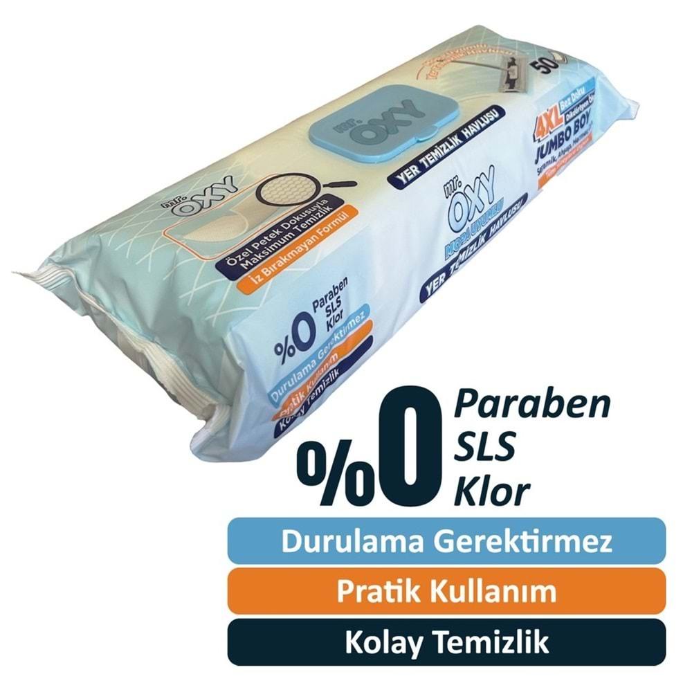 Mr. Oxy Yüzey Temizlik Havlusu Mop Uyumlu 50 Yaprak Plastik Kapaklı (9 Lu Set) 350 Yprk