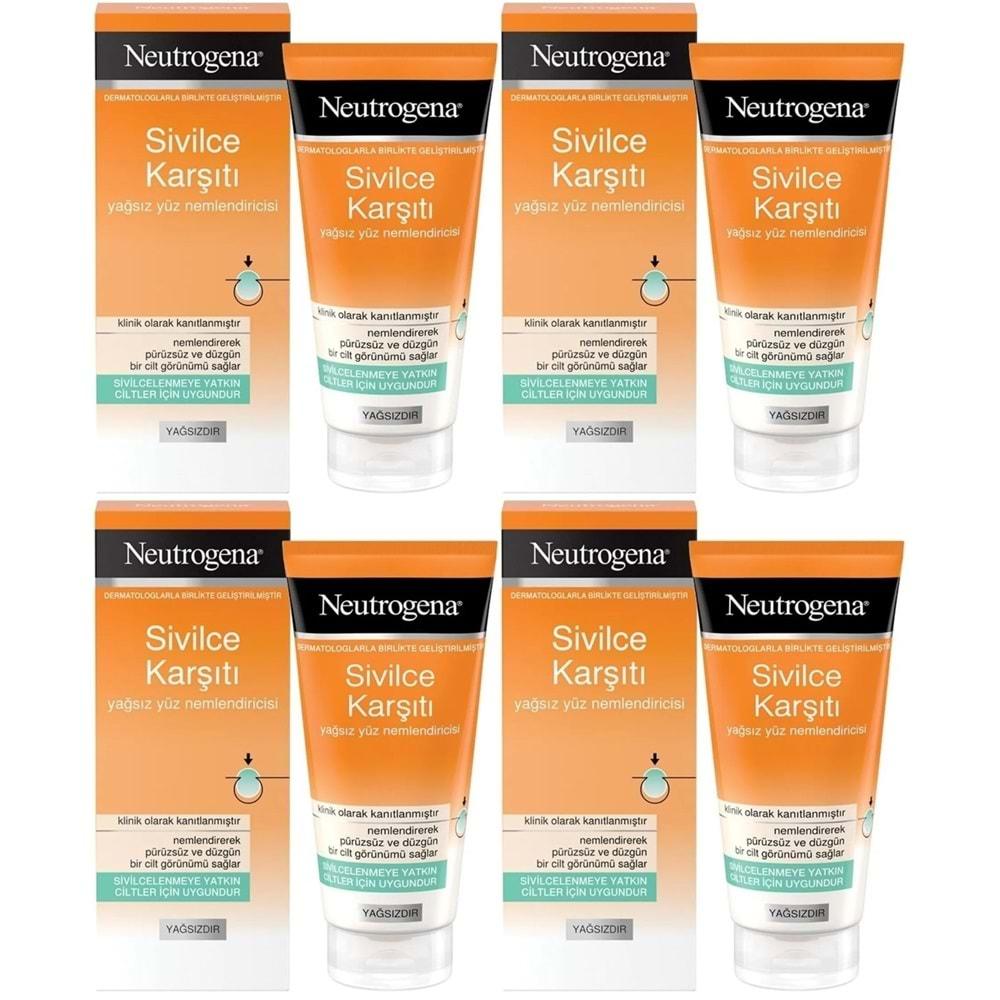 Neutrogena Sivilce Karşıtı Yağsız Yüz Nemlendiricisi 50ML (4 Lü Set)