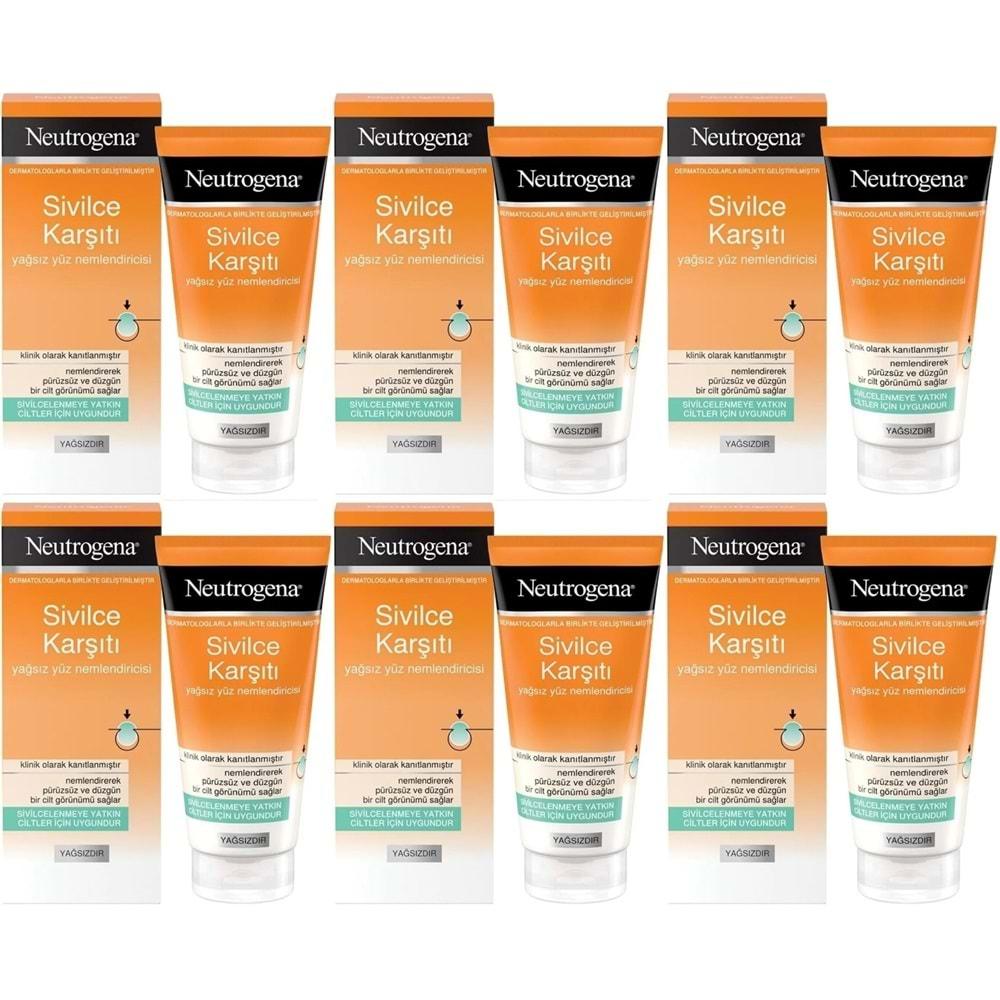 Neutrogena Sivilce Karşıtı Yağsız Yüz Nemlendiricisi 50ML (6 Lı Set)