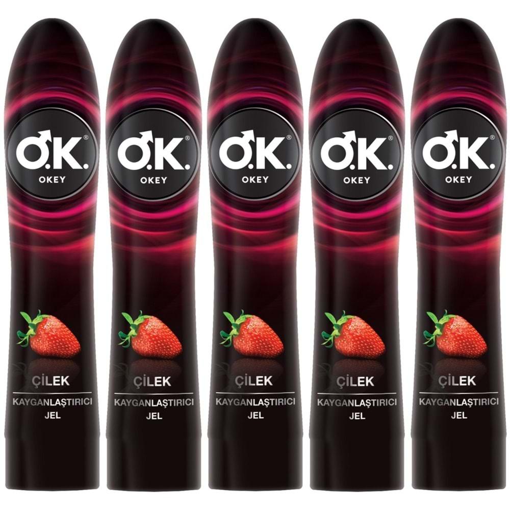 Okey Kayganlaştırıcı Jel 100ML Çilekli (5 Li Set)