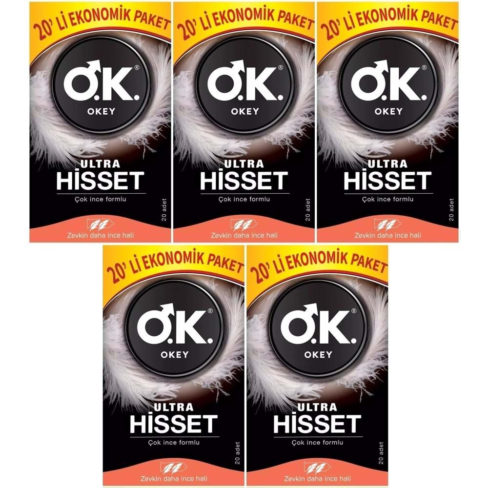 Okey Prezervatif 100 Adet Ultra Hisset Ekonomik Pk (5PK*20)