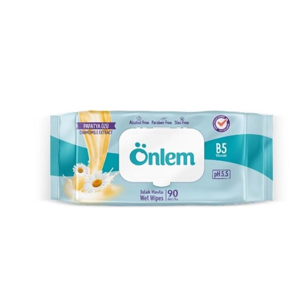 Önlem Islak Havlu Mendil 90 Yaprak Papatya Özü (24 Lü Set) Plastik Kapaklı 2160 Yaprak