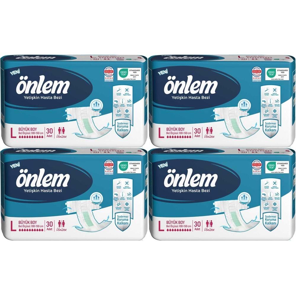 Önlem Hasta Bezi Bel Bantlı Tekstil Yüzey L - Large - Büyük 120 Adet (4PK*30)