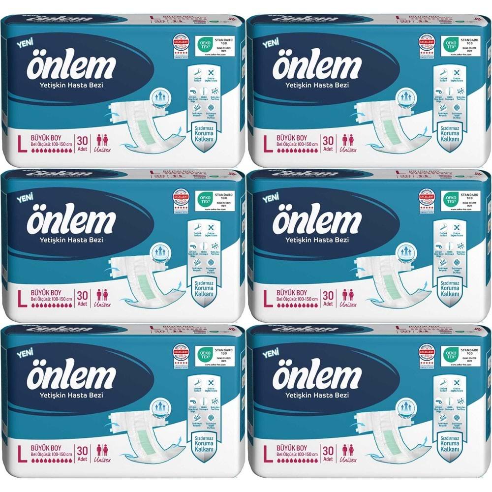 Önlem Hasta Bezi Bel Bantlı Tekstil Yüzey L - Large - Büyük 180 Adet (6PK*30)