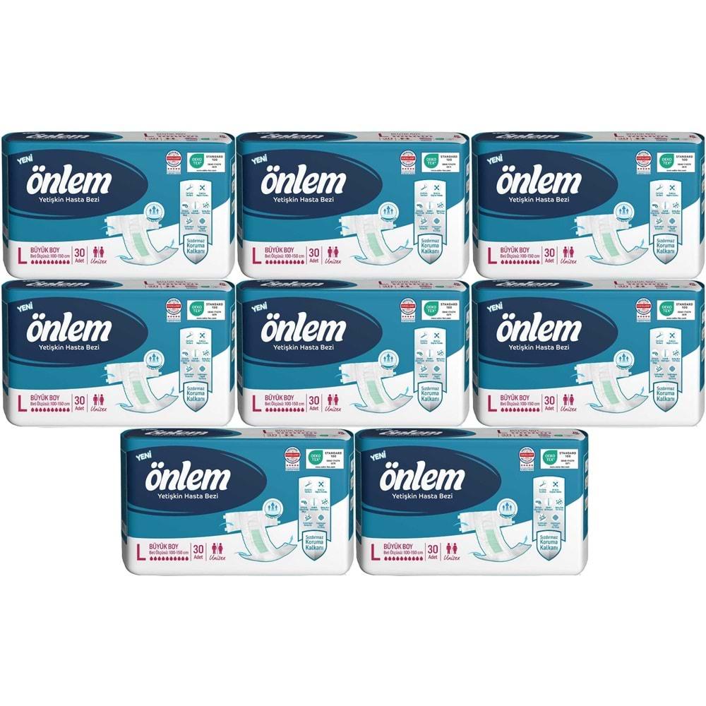 Önlem Hasta Bezi Bel Bantlı Tekstil Yüzey L - Large - Büyük 240 Adet (8PK*30)