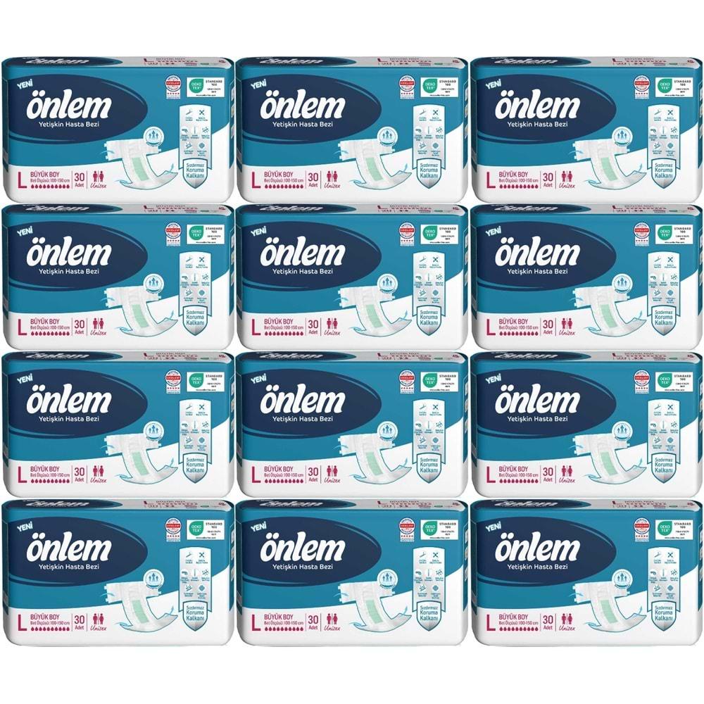 Önlem Hasta Bezi Bel Bantlı Tekstil Yüzey L - Large - Büyük 360 Adet (12PK*30)
