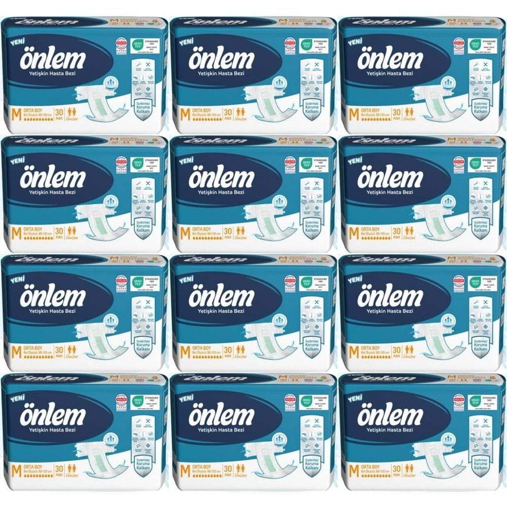 Önlem Hasta Bezi Bel Bantlı Tekstil Yüzey M - Medium - Orta 360 Adet (12PK*30)