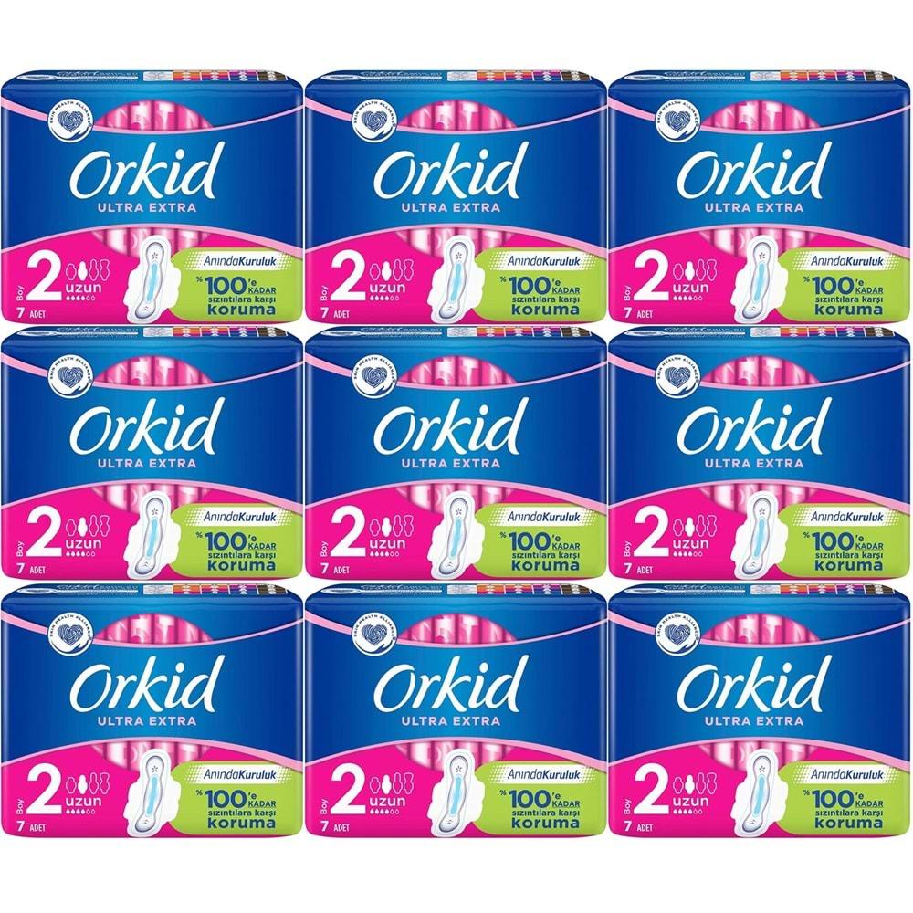 Orkid Hijyenik Ped Ultra Extra Koruma Uzun 63 Adet (9PK*7)