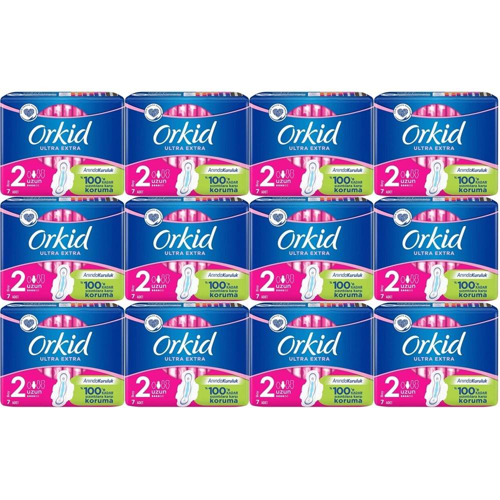 Orkid Hijyenik Ped Ultra Extra Koruma Uzun 84 Adet (12PK*7)