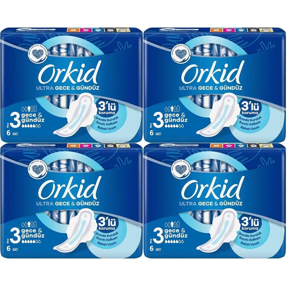 Orkid Hijyenik Ped Ultra Extra Gece&Gündüz 24 Adet (4PK*6)