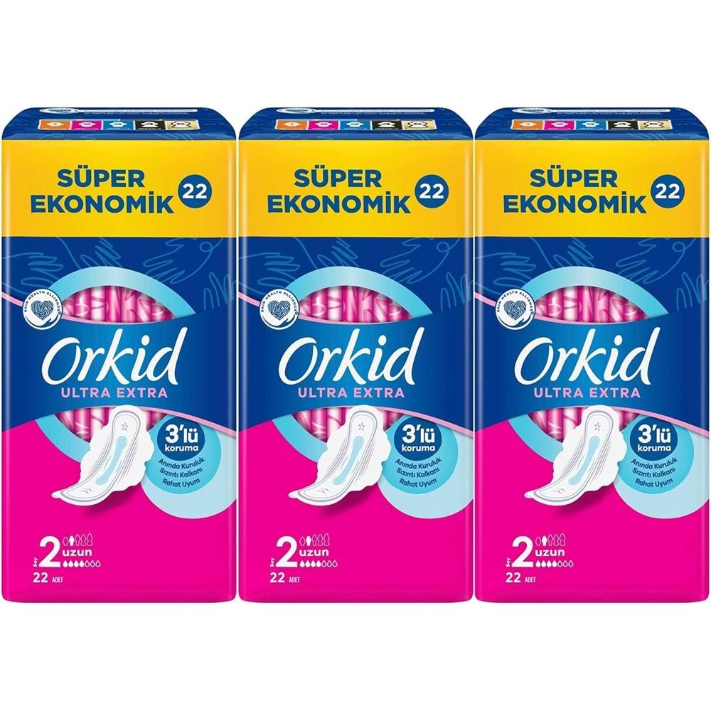 Orkid Hijyenik Ped Ultra Extra Koruma Uzun 66 Adet Süper Ekonomik Pk (3PK*22)