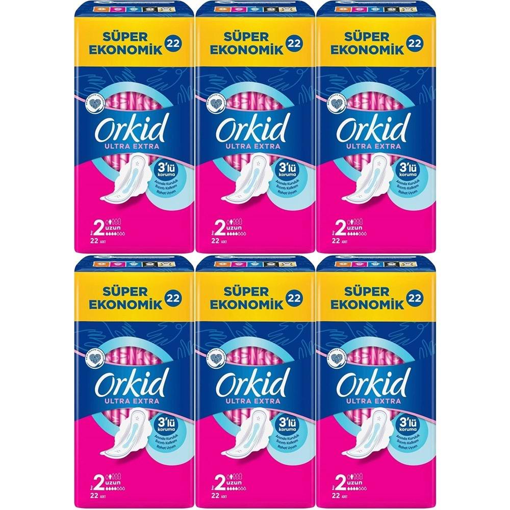 Orkid Hijyenik Ped Ultra Extra Koruma Uzun 132 Adet Süper Ekonomik Pk (6PK*22)