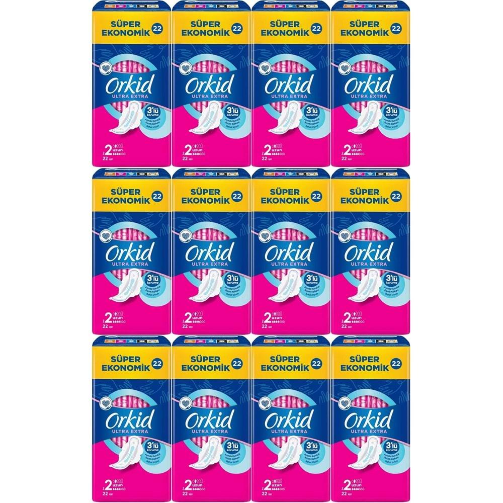 Orkid Hijyenik Ped Ultra Extra Koruma Uzun 264 Adet Süper Ekonomik Pk (12PK*22)