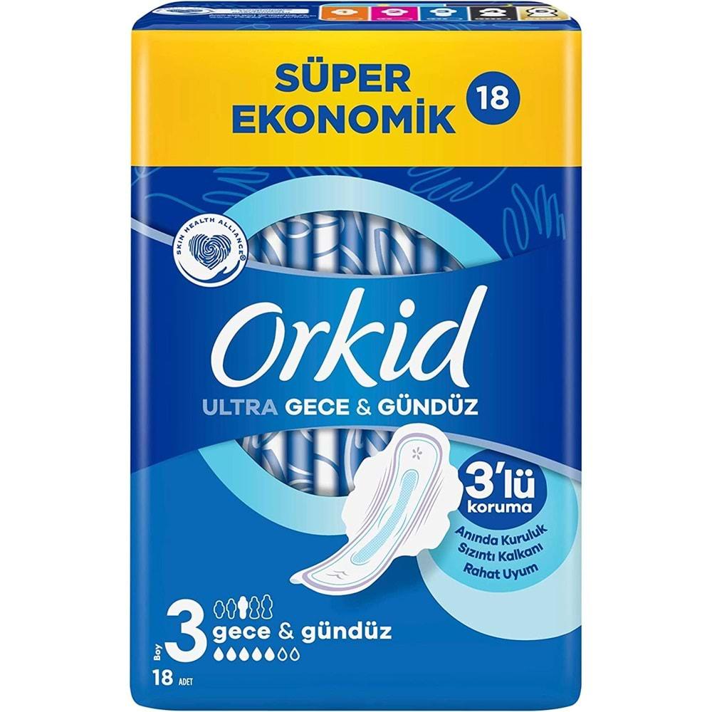 Orkid Hijyenik Ped Ultra Extra Koruma Gece&Gündüz 36 Adet Süper Ekonomik Pk (2PK*18)