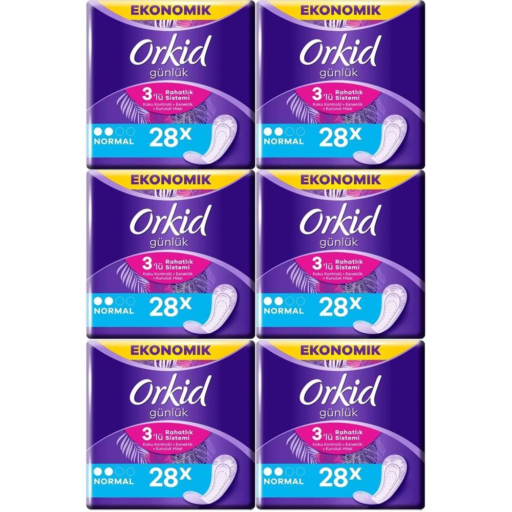 Orkid Günlük Ped Günlük Koruma Normal 168 Adet Ekonomik Paket (Tekli Paketlerde) (6PK*28)