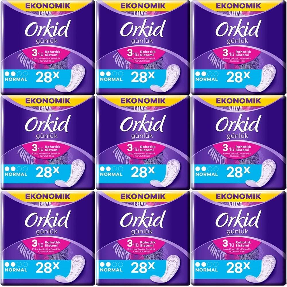 Orkid Günlük Ped Günlük Koruma Normal 252 Adet Ekonomik Paket (Tekli Paketlerde) (9PK*28)