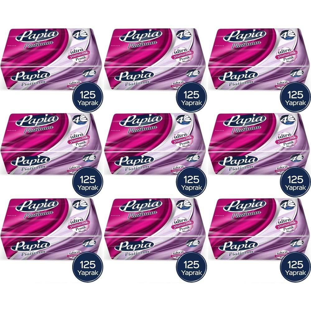 Papia Platinum Pratik Mendil 125 Yaprak (4 Katlı) 1125 Yaprak (9PK*125)