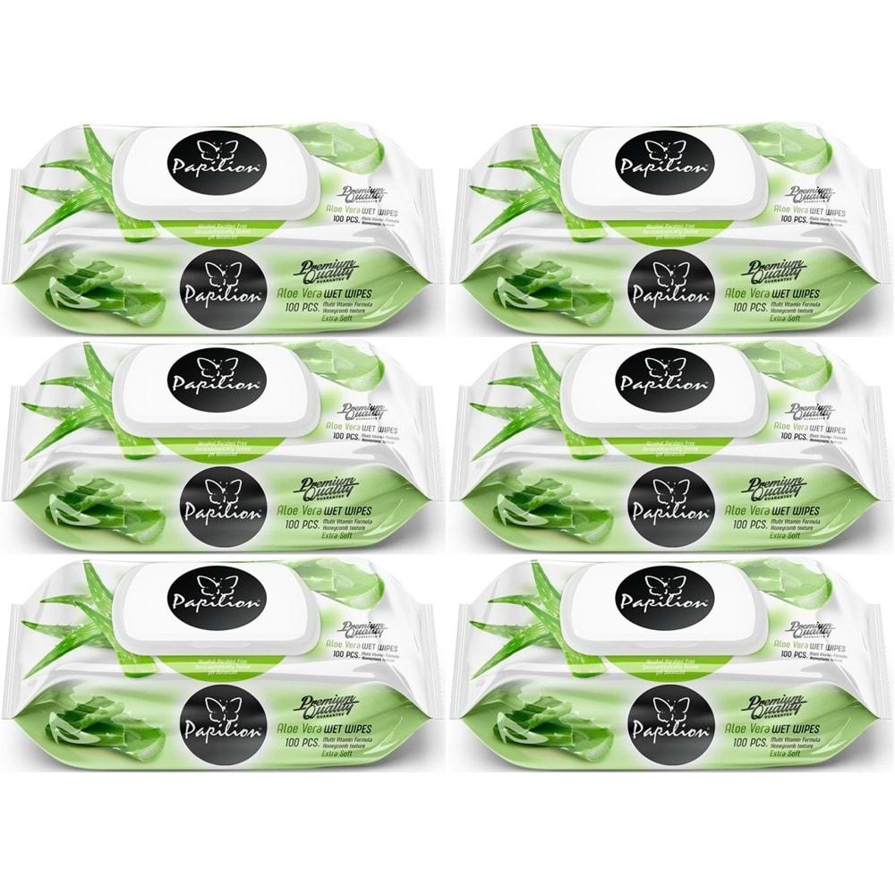 Papilion Islak Havlu Mendil 100 Yaprak Aloevera (6 Lı Set) 600 Yaprak