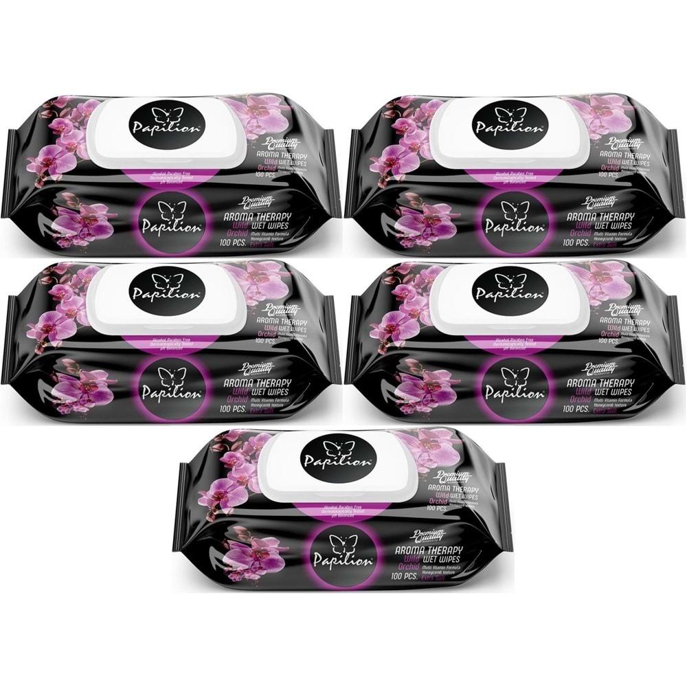 Papilion Islak Havlu Mendil 100 Yaprak Aroma Terapi (5 Li Set) 500 Yaprak