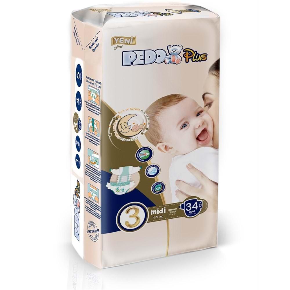 Pedo Plus Bebek Bezi Beden:3 (4-9KG) Midi 204 Adet Jumbo Avantaj Pk