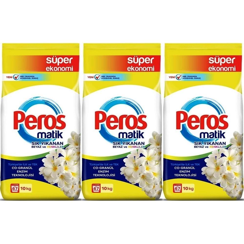 Peros Matik Toz Çamaşır Deterjanı 30KG Yasemin Çiçeği (Beyaz ve Renkliler) (201 Yıkama) (3PK*10KG)