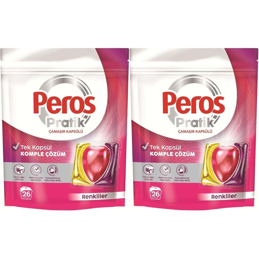 Peros Pratik Matik Çamaşır Deterjanı Kapsülü - Tableti 52 Adet Renkliler (2PK*26)