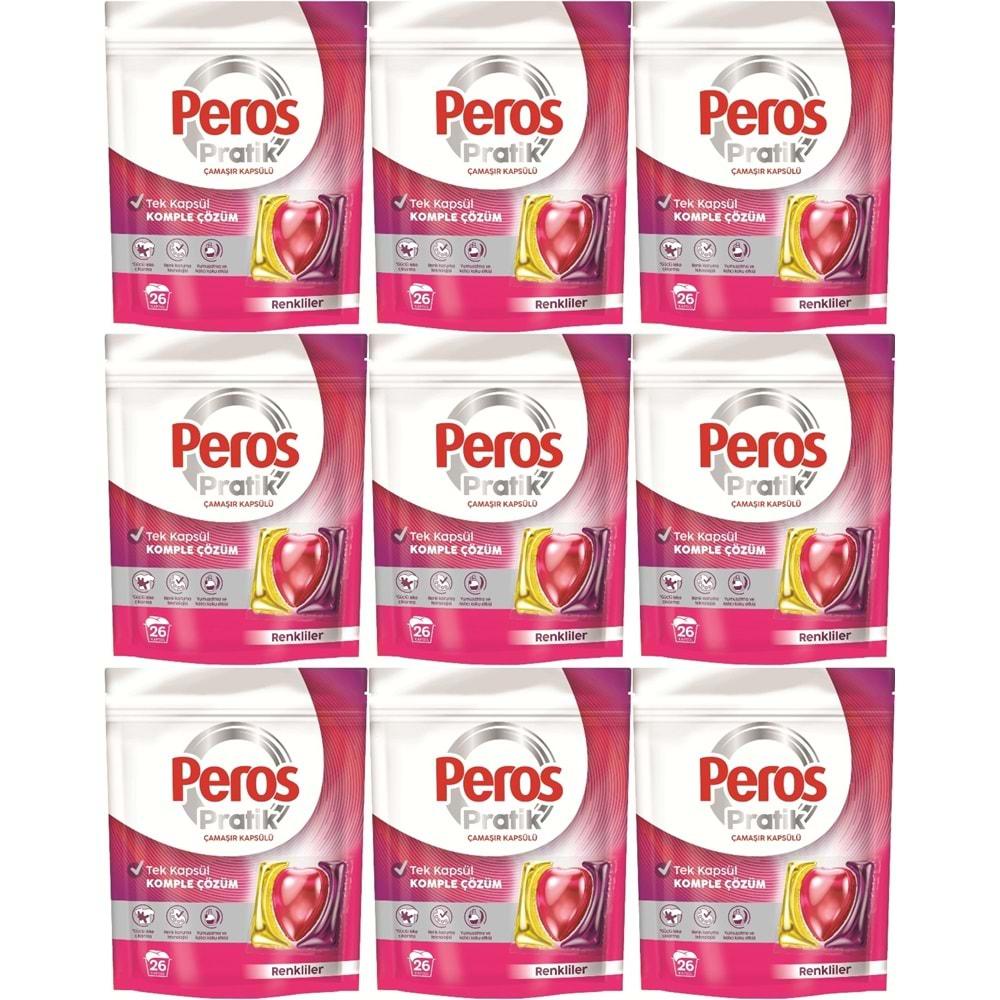 Peros Pratik Matik Çamaşır Deterjanı Kapsülü - Tableti 234 Adet Renkliler (9PK*26)