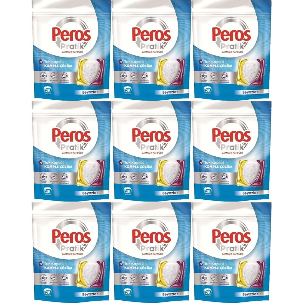 Peros Pratik Matik Çamaşır Deterjanı Kapsülü - Tableti 234 Adet Beyazlar (9PK*26)