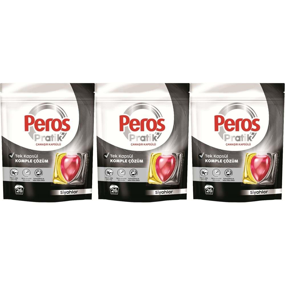 Peros Pratik Matik Çamaşır Deterjanı Kapsülü - Tableti 78 Adet Siyahlar (3PK*26)