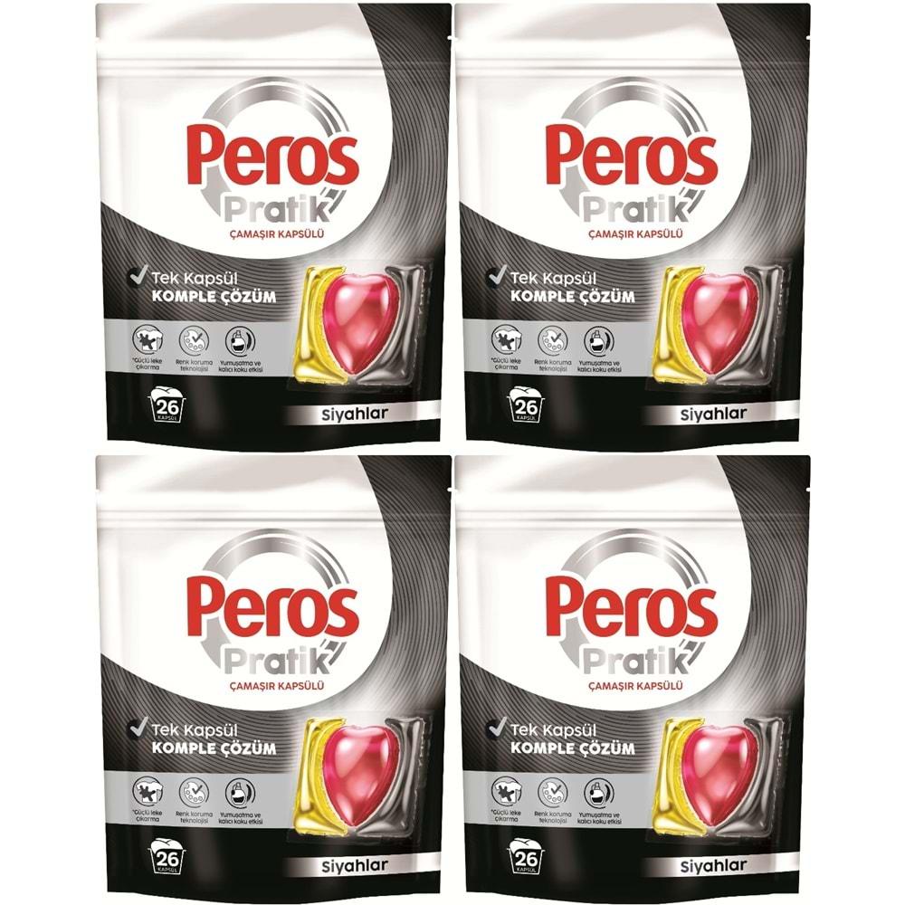 Peros Pratik Matik Çamaşır Deterjanı Kapsülü - Tableti 104 Adet Siyahlar (4PK*26)