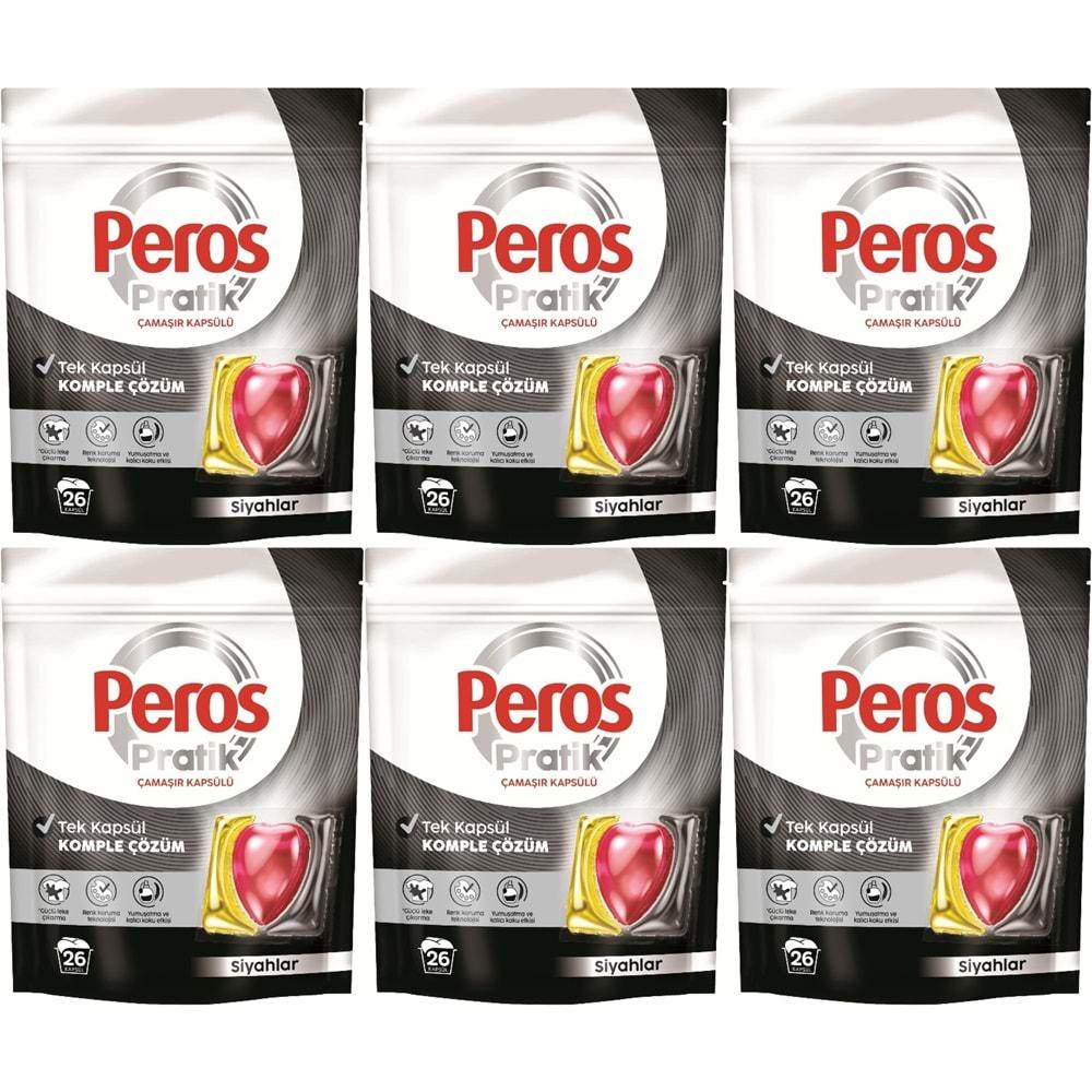 Peros Pratik Matik Çamaşır Deterjanı Kapsülü - Tableti 156 Adet Siyahlar (6PK*26)